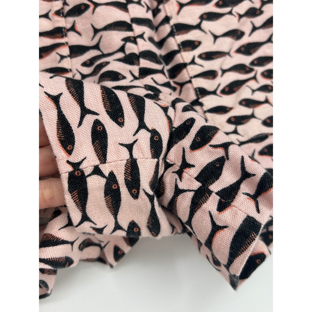 J. Crew Minnow Fish Print Linen Blend Pull On Elastic Waist Shorts In Medium - Picture 9 of 9